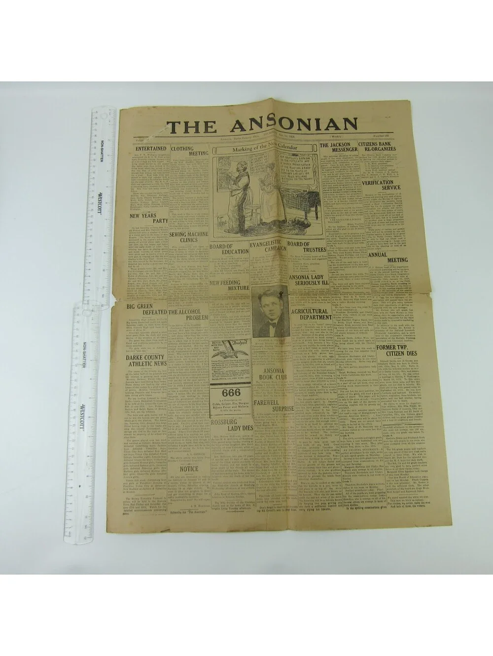 The Ansonian Newspaper Ansonia Darke County Ohio Thursday Jan 1928 Antique RARE